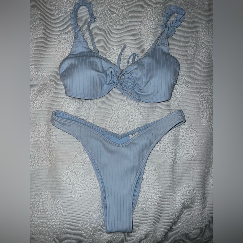 Hollister Blue Ribbed Bikini Set